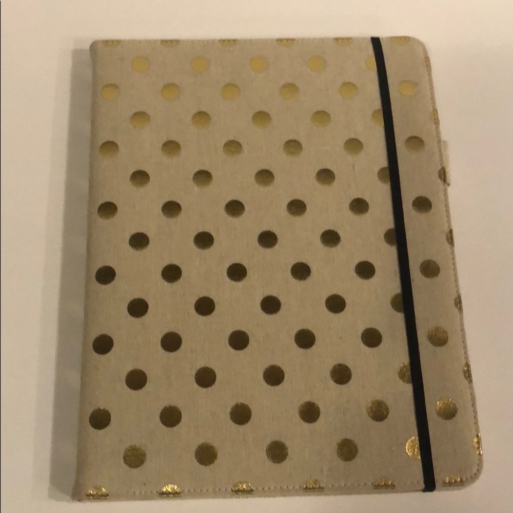 Kate Spade Notepad Folio Gold Polka Dot
